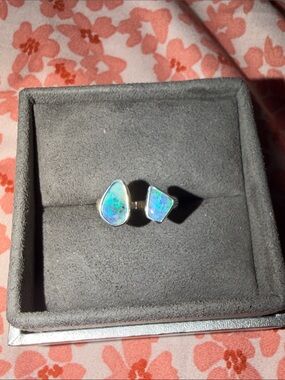 Sterling Opal Double Stone Ring in Blue-Green